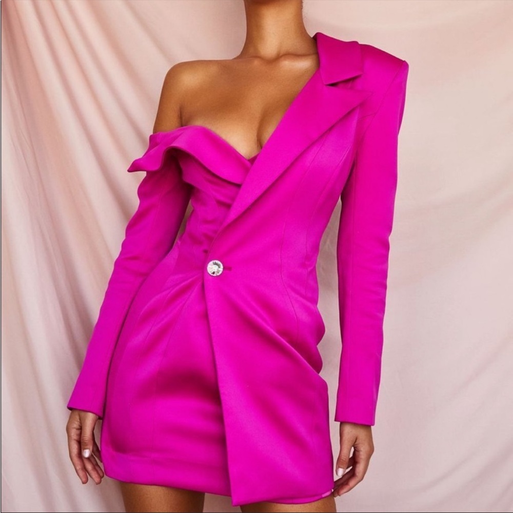 Hot pink blazer dress